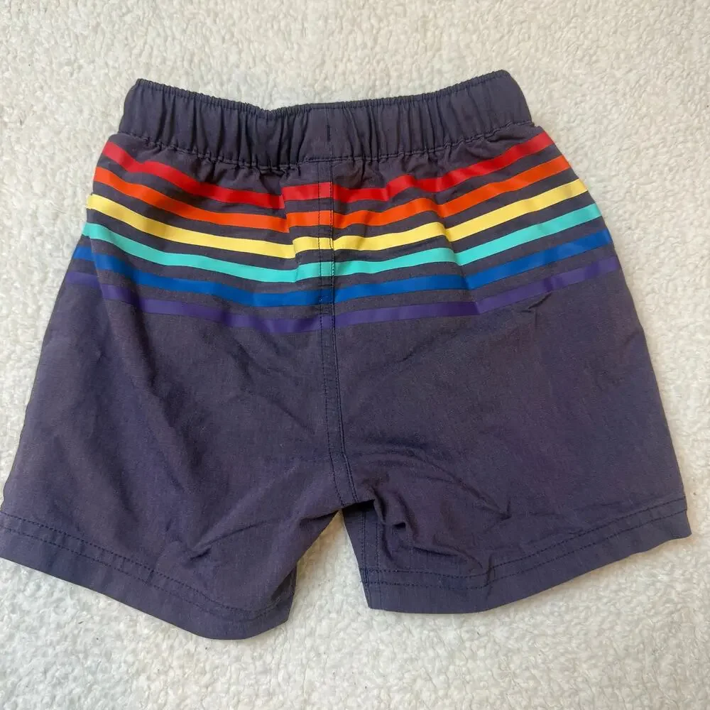 Hanna Andersson Rainbow Stripe Swim Trunks Shorts Toddler Boy 3T